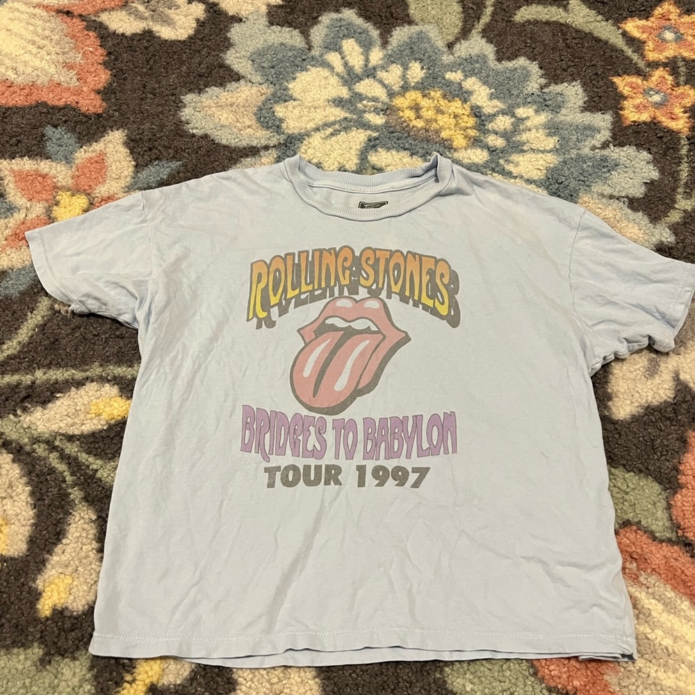 Cropped Baby Blue rolling stones top
